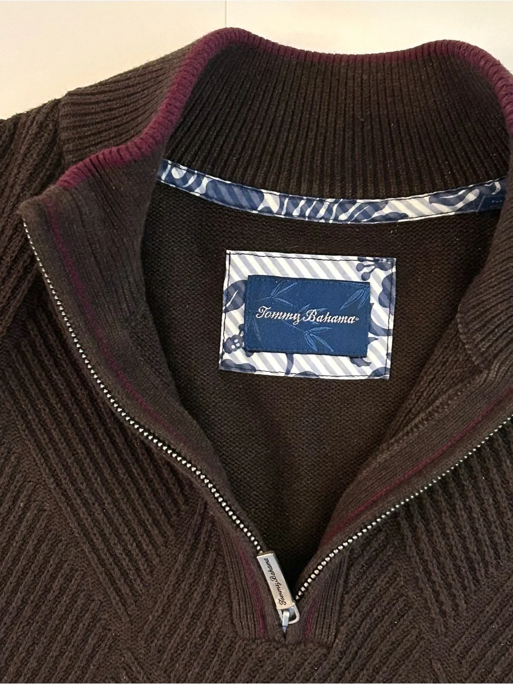 Tommy Bahama Cashmere and Cotton Blend Quarter-Zip Sweater - Size L - Mens